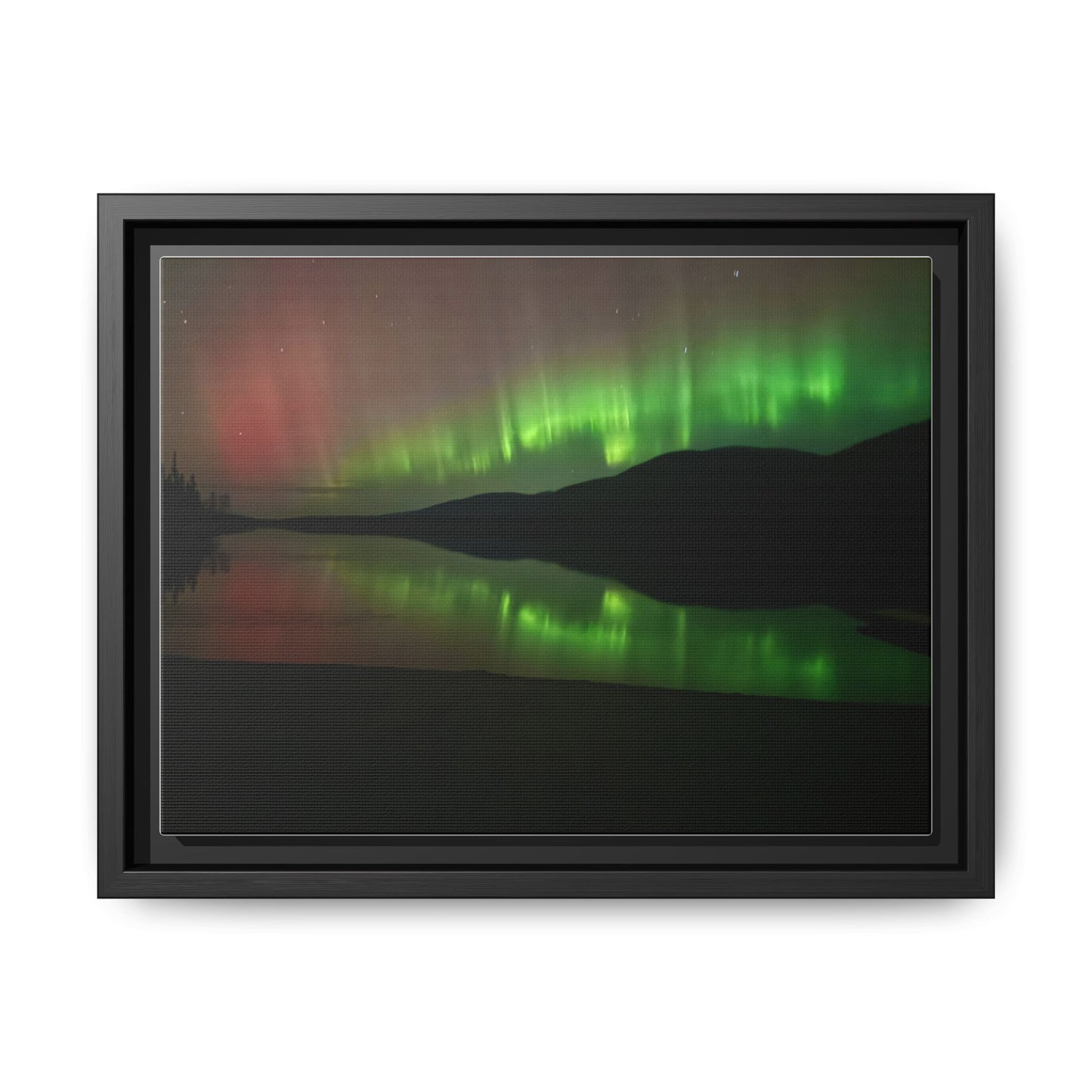 Aurora Borealis Framed Canvas Print — Matte Multi-Color Night Sky Wall Art