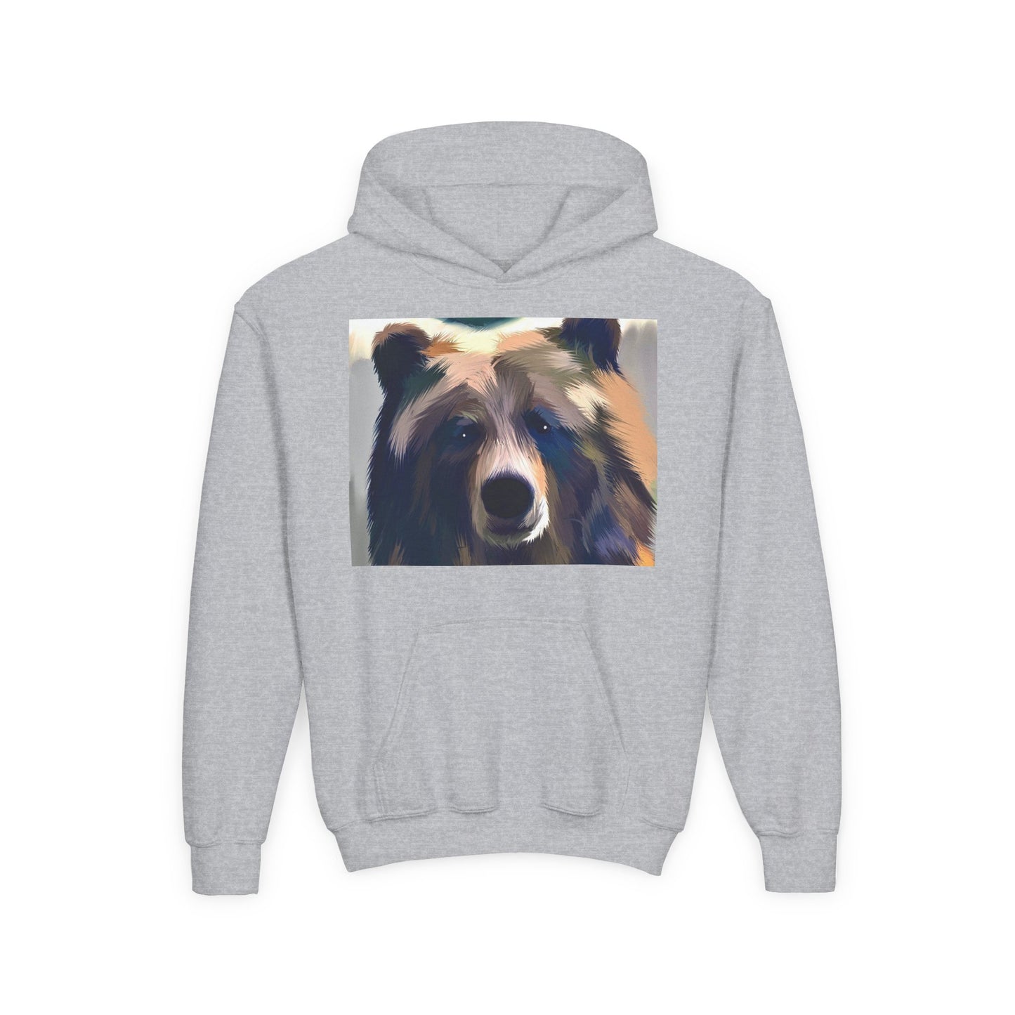 Youth Hoodie with Colorful Bear Art — Kids Graphic Animal Pullover