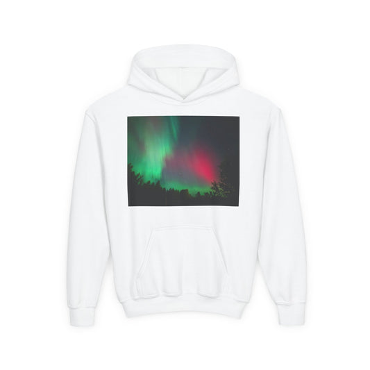 Youth Hoodie with Northern Lights Aurora Print