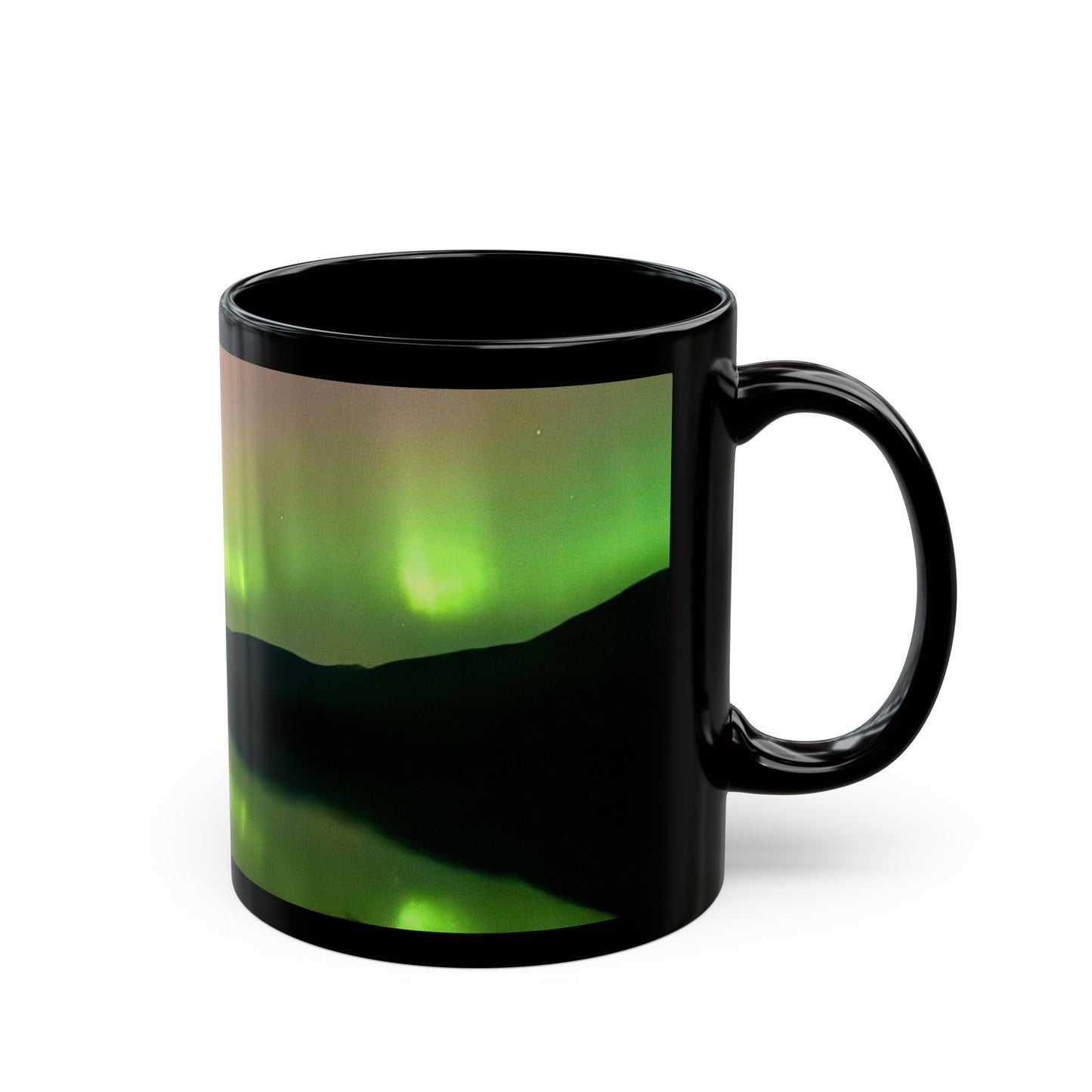 Aurora Night Black Mug — Northern Lights Scenic Coffee Cup (11oz, 15oz)