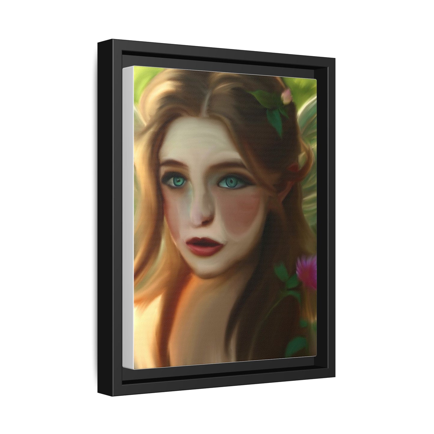 Framed Matte Canvas Print — Dreamy Forest Maiden Portrait
