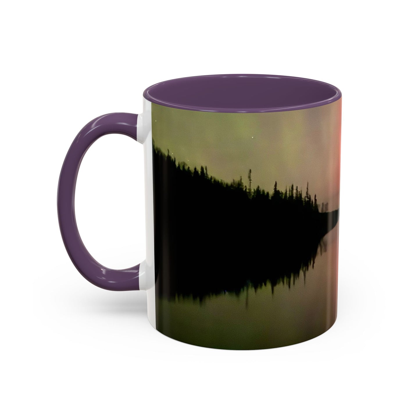 Aurora Lake Accent Coffee Mug — Northern Lights Reflection (11/15oz)