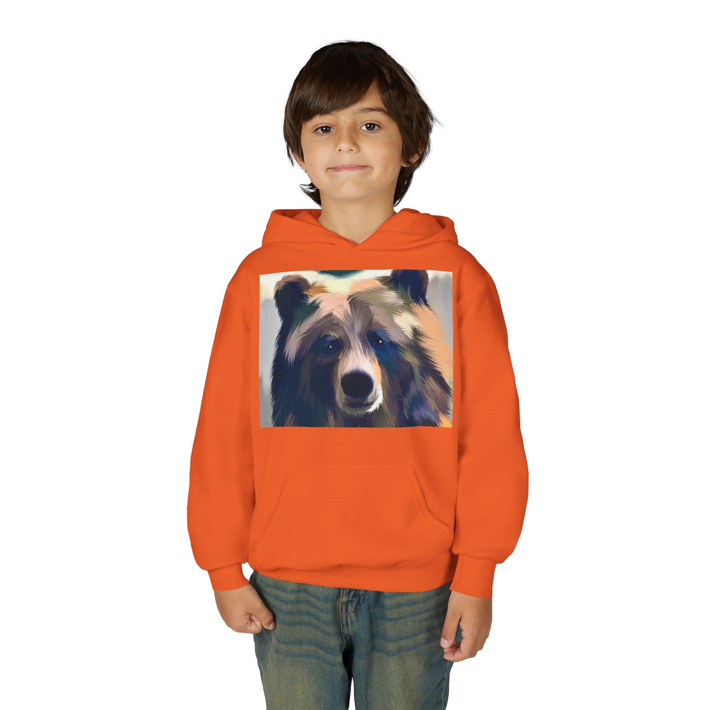 Youth Hoodie with Colorful Bear Art — Kids Graphic Animal Pullover