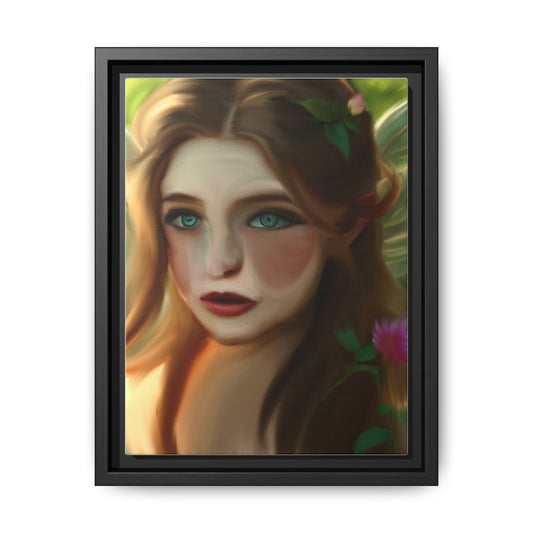 Framed Matte Canvas Print — Dreamy Forest Maiden Portrait