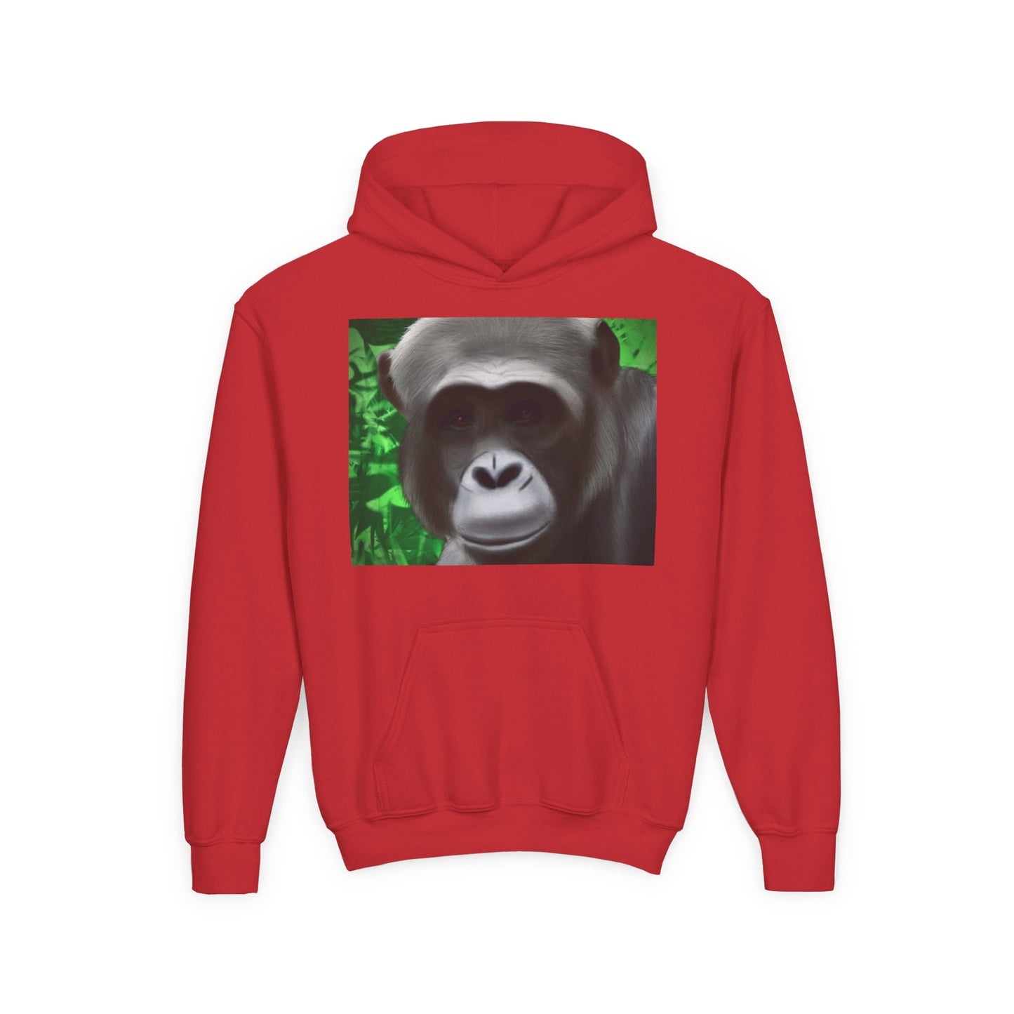 Gorilla Portrait Youth Hoodie — Cute Chimp Face Sweatshirt for Kids