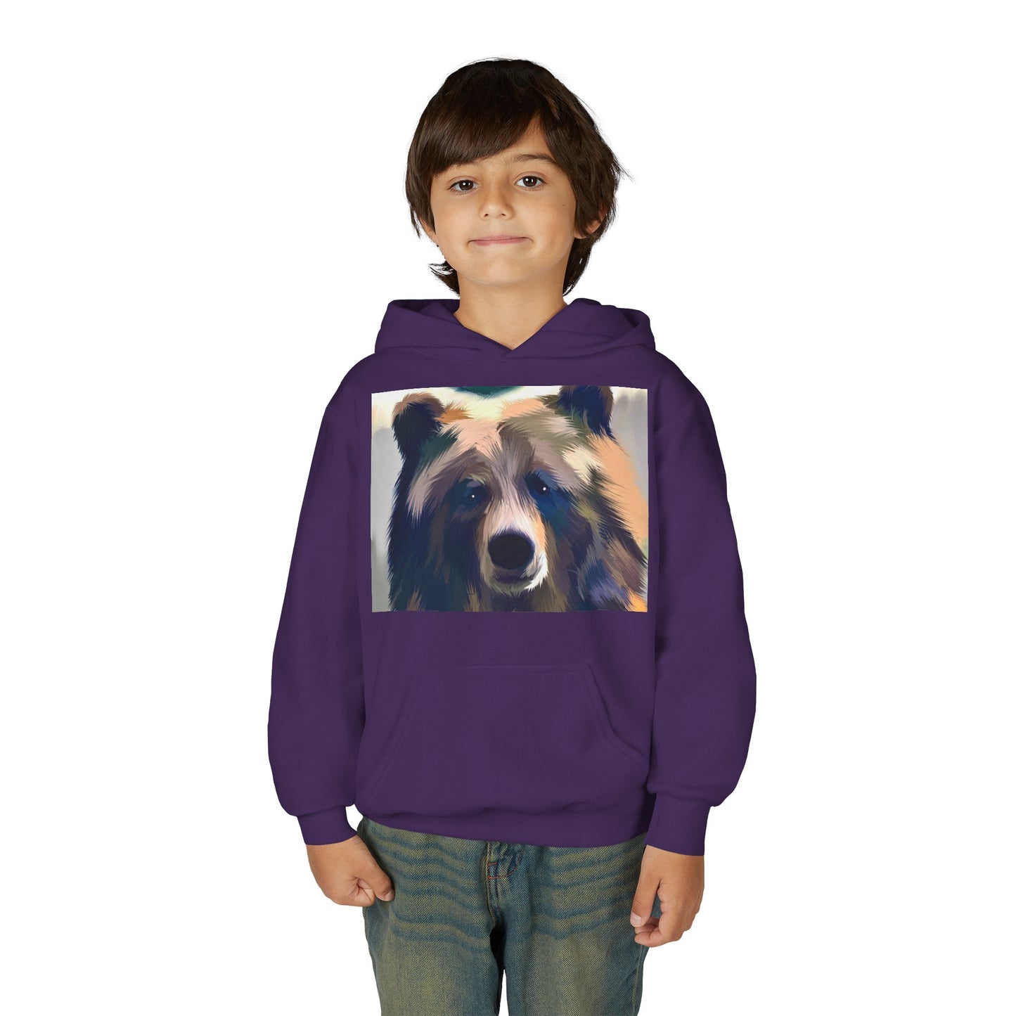 Youth Hoodie with Colorful Bear Art — Kids Graphic Animal Pullover