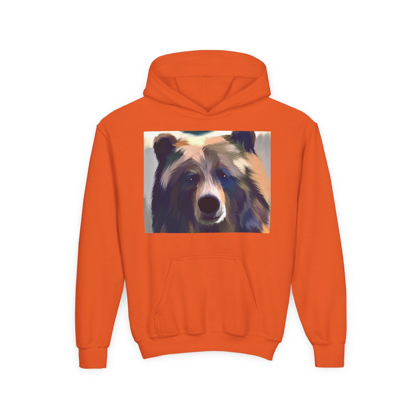 Youth Hoodie with Colorful Bear Art — Kids Graphic Animal Pullover
