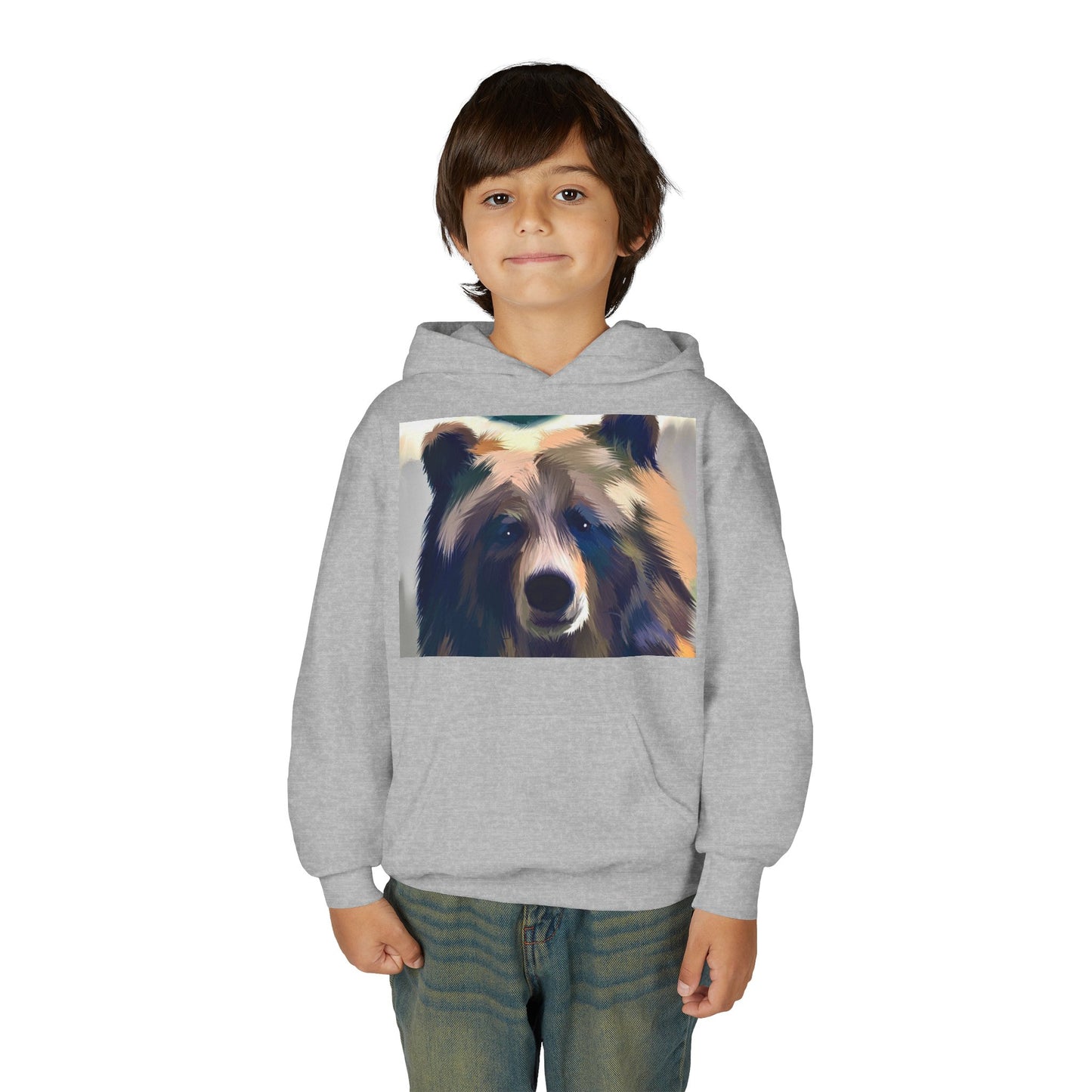 Youth Hoodie with Colorful Bear Art — Kids Graphic Animal Pullover