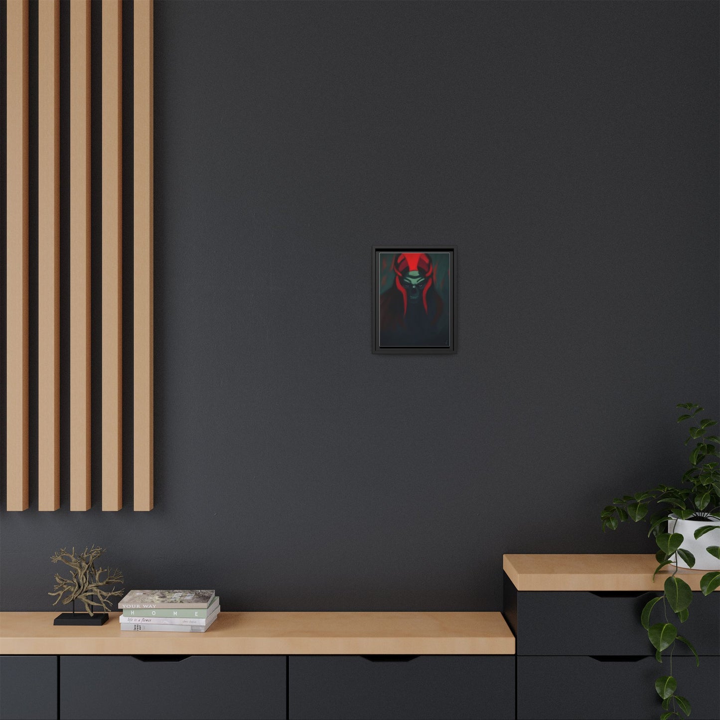 Dark Horned Demon Matte Canvas Print — Framed Horror Wall Art