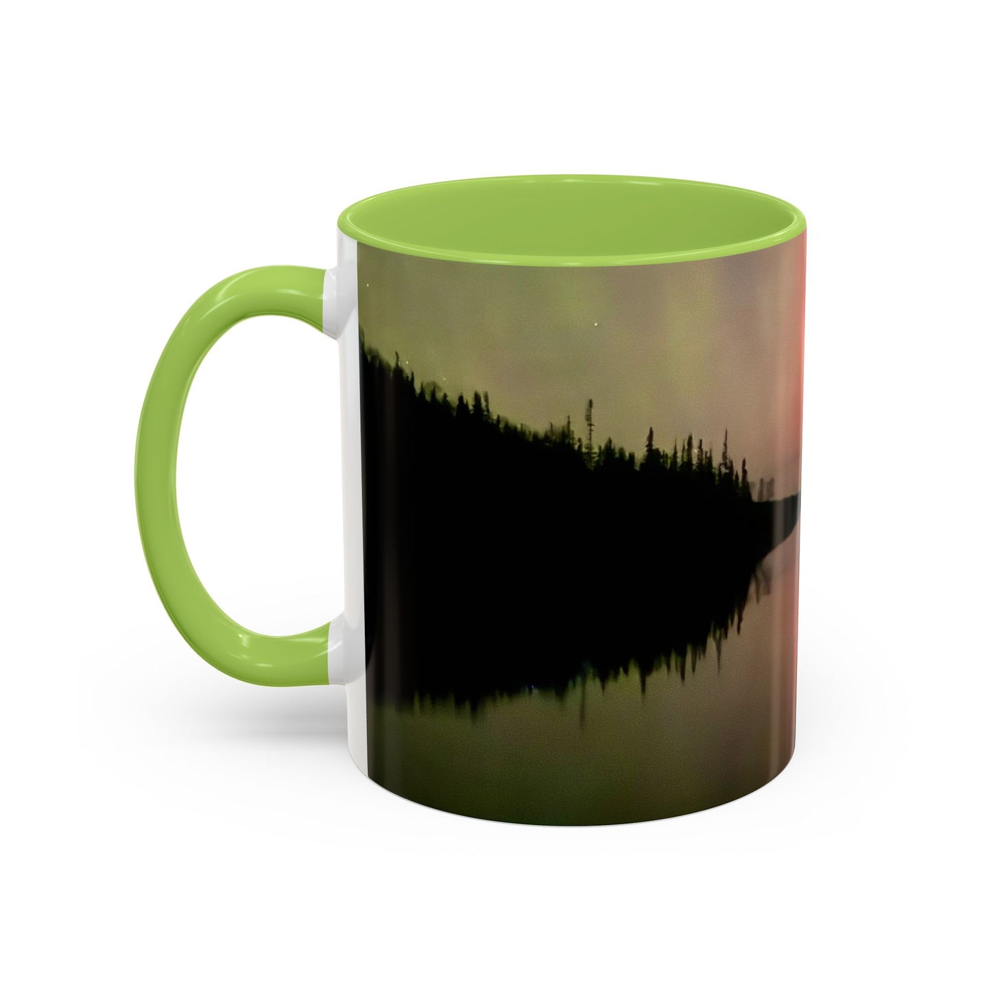 Aurora Lake Accent Coffee Mug — Northern Lights Reflection (11/15oz)