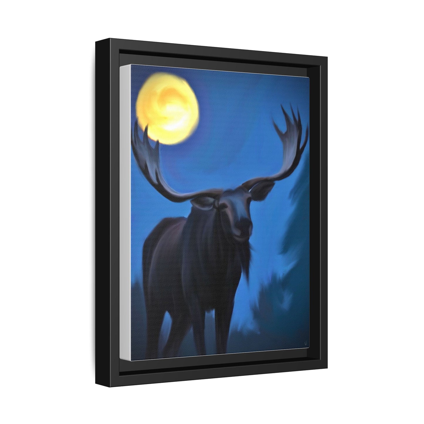 Framed Moose Moon Matte Canvas Wall Art