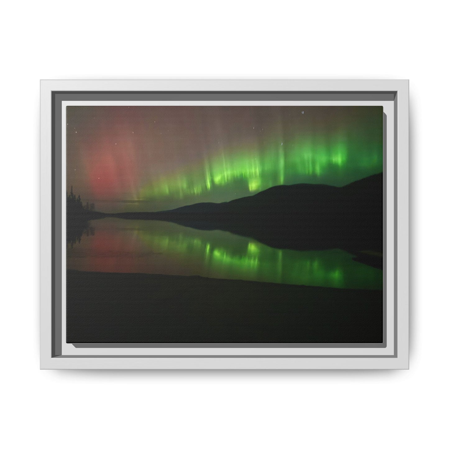 Aurora Borealis Framed Canvas Print — Matte Multi-Color Night Sky Wall Art