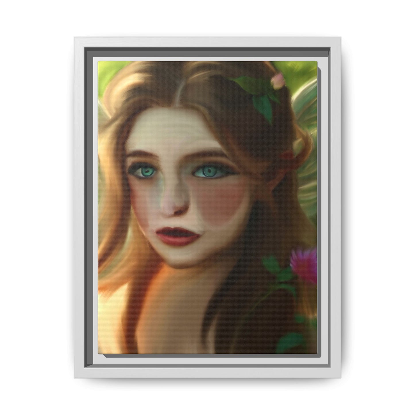 Framed Matte Canvas Print — Dreamy Forest Maiden Portrait
