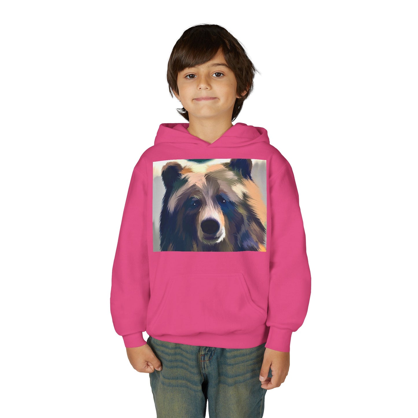 Youth Hoodie with Colorful Bear Art — Kids Graphic Animal Pullover