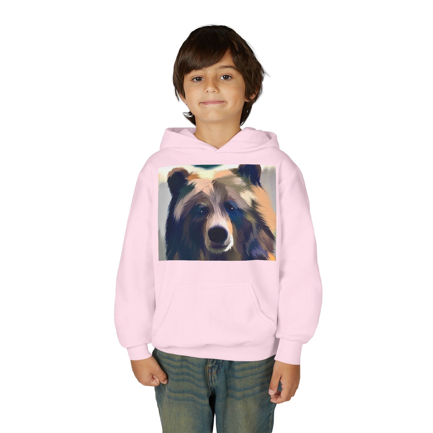 Youth Hoodie with Colorful Bear Art — Kids Graphic Animal Pullover