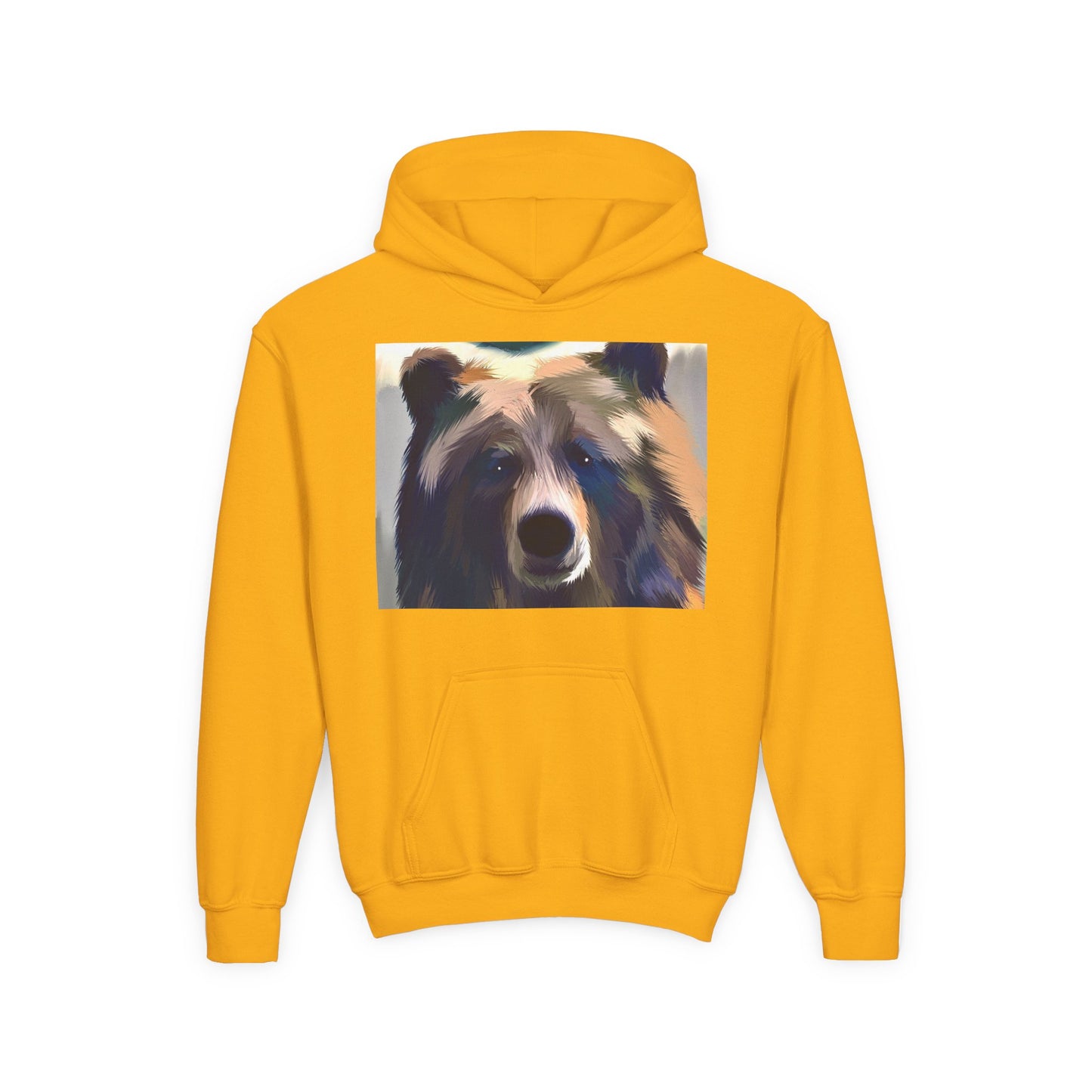 Youth Hoodie with Colorful Bear Art — Kids Graphic Animal Pullover