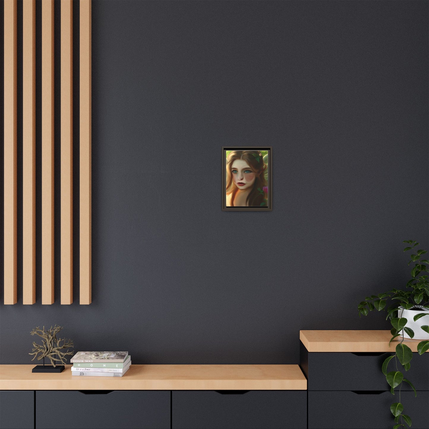 Framed Matte Canvas Print — Dreamy Forest Maiden Portrait