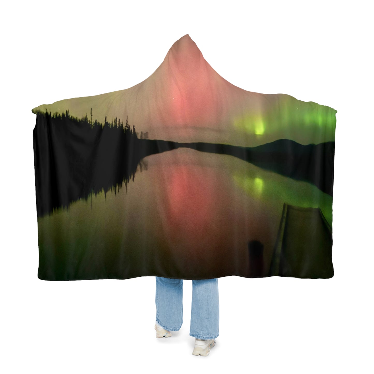 Aurora Lake Hooded Blanket — Northern Lights Snuggle Throw