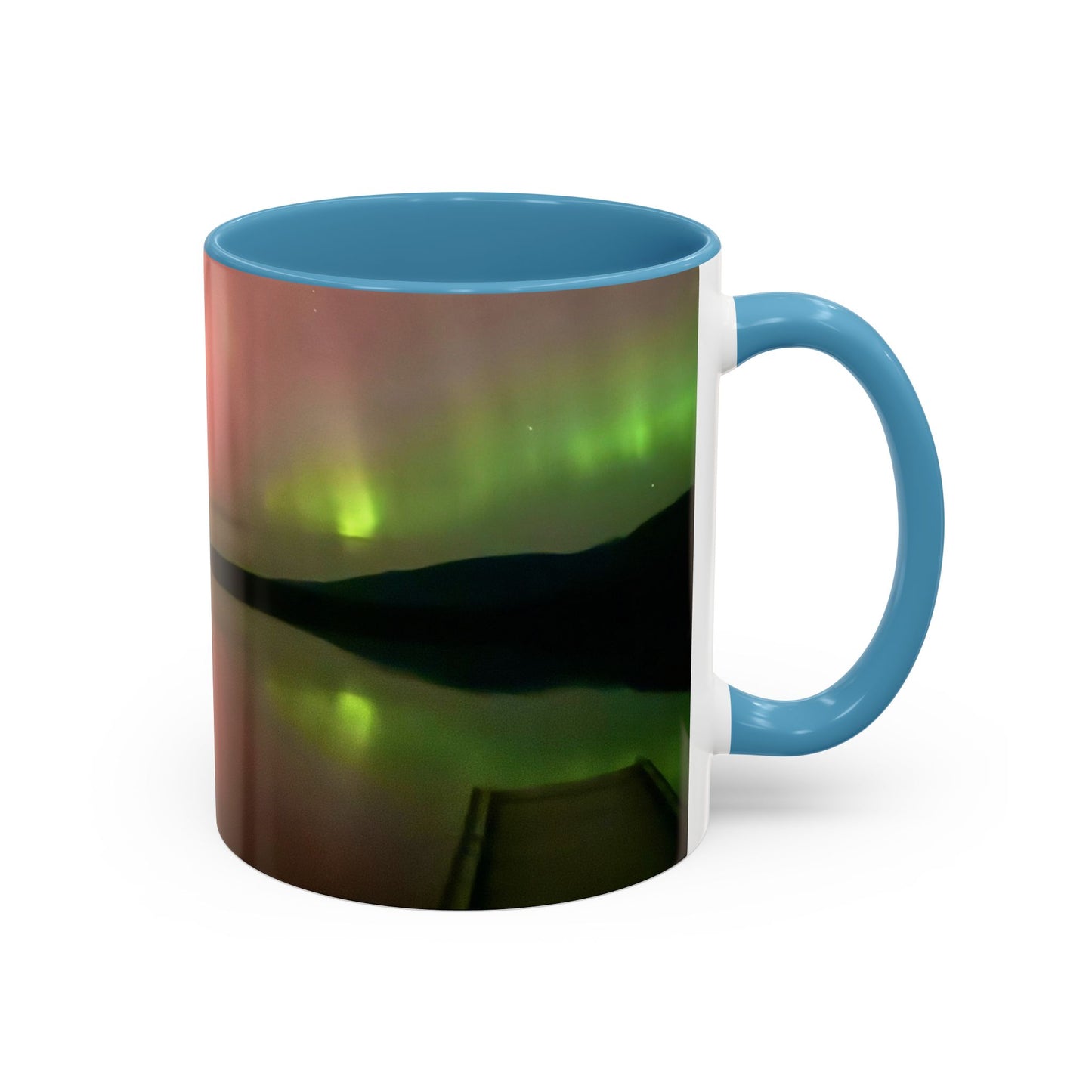 Aurora Lake Accent Coffee Mug — Northern Lights Reflection (11/15oz)