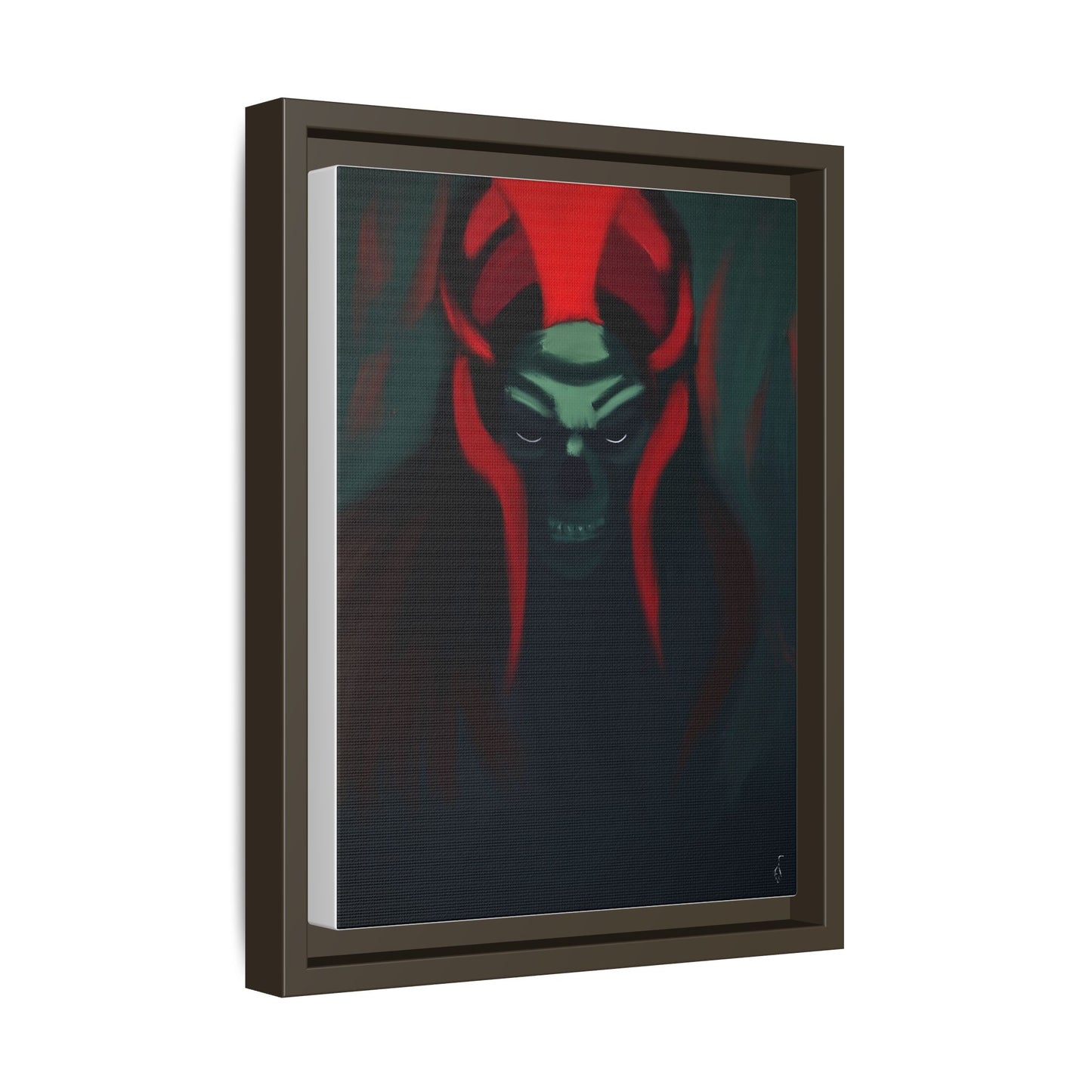 Dark Horned Demon Matte Canvas Print — Framed Horror Wall Art