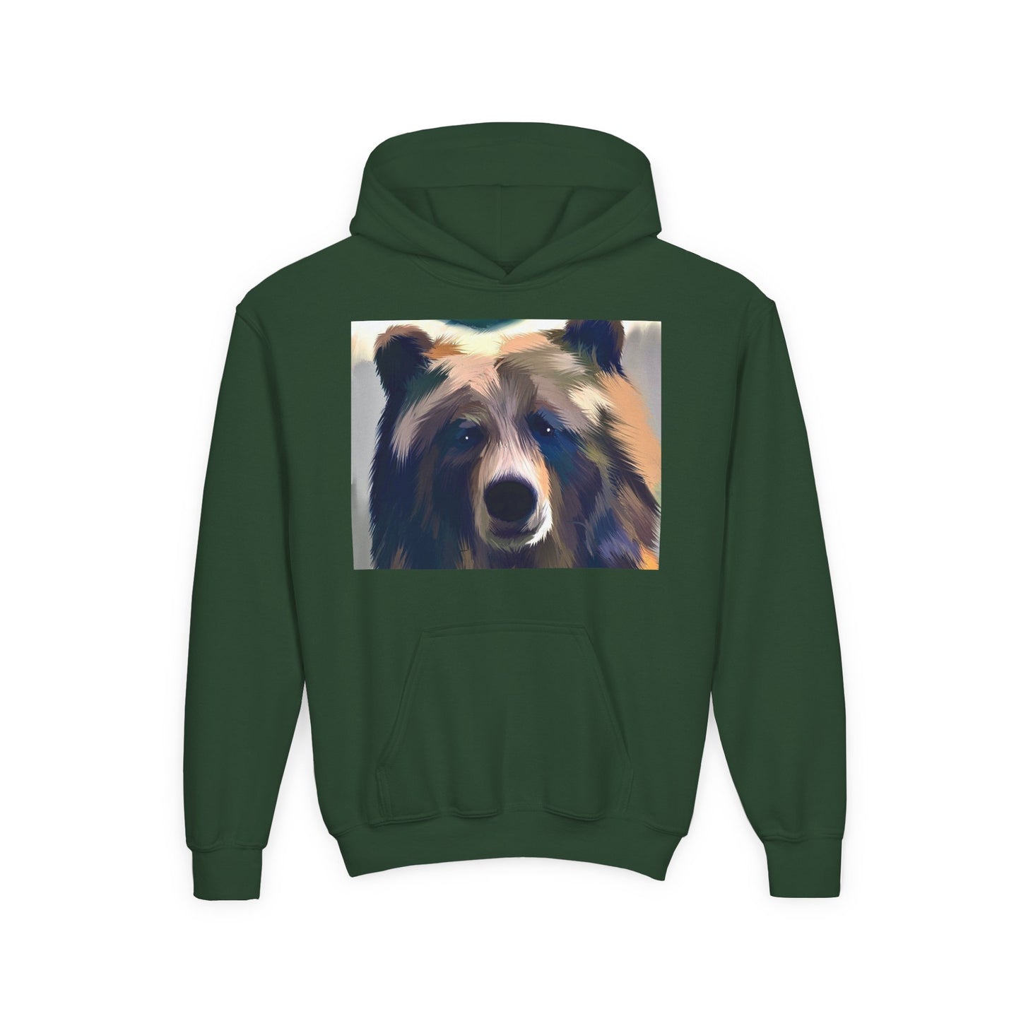 Youth Hoodie with Colorful Bear Art — Kids Graphic Animal Pullover