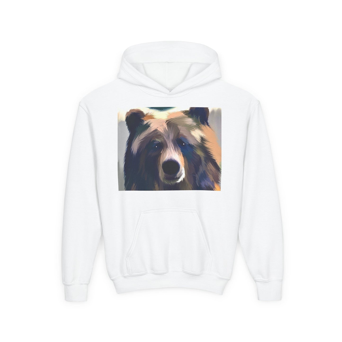 Youth Hoodie with Colorful Bear Art — Kids Graphic Animal Pullover