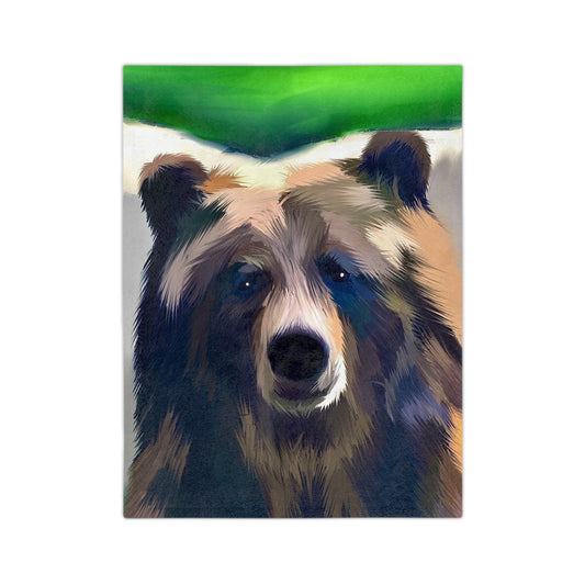 Bear Portrait Velveteen Microfiber Blanket — Cozy Wildlife Throw for Cabin, Nature Lovers & Gifts