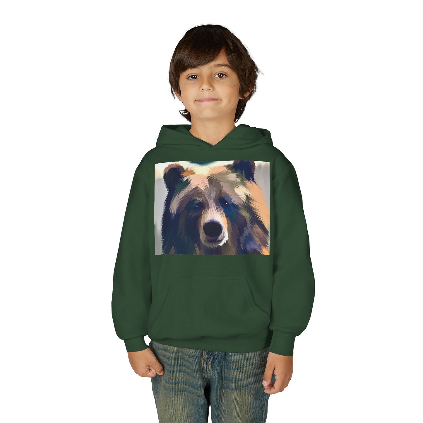 Youth Hoodie with Colorful Bear Art — Kids Graphic Animal Pullover
