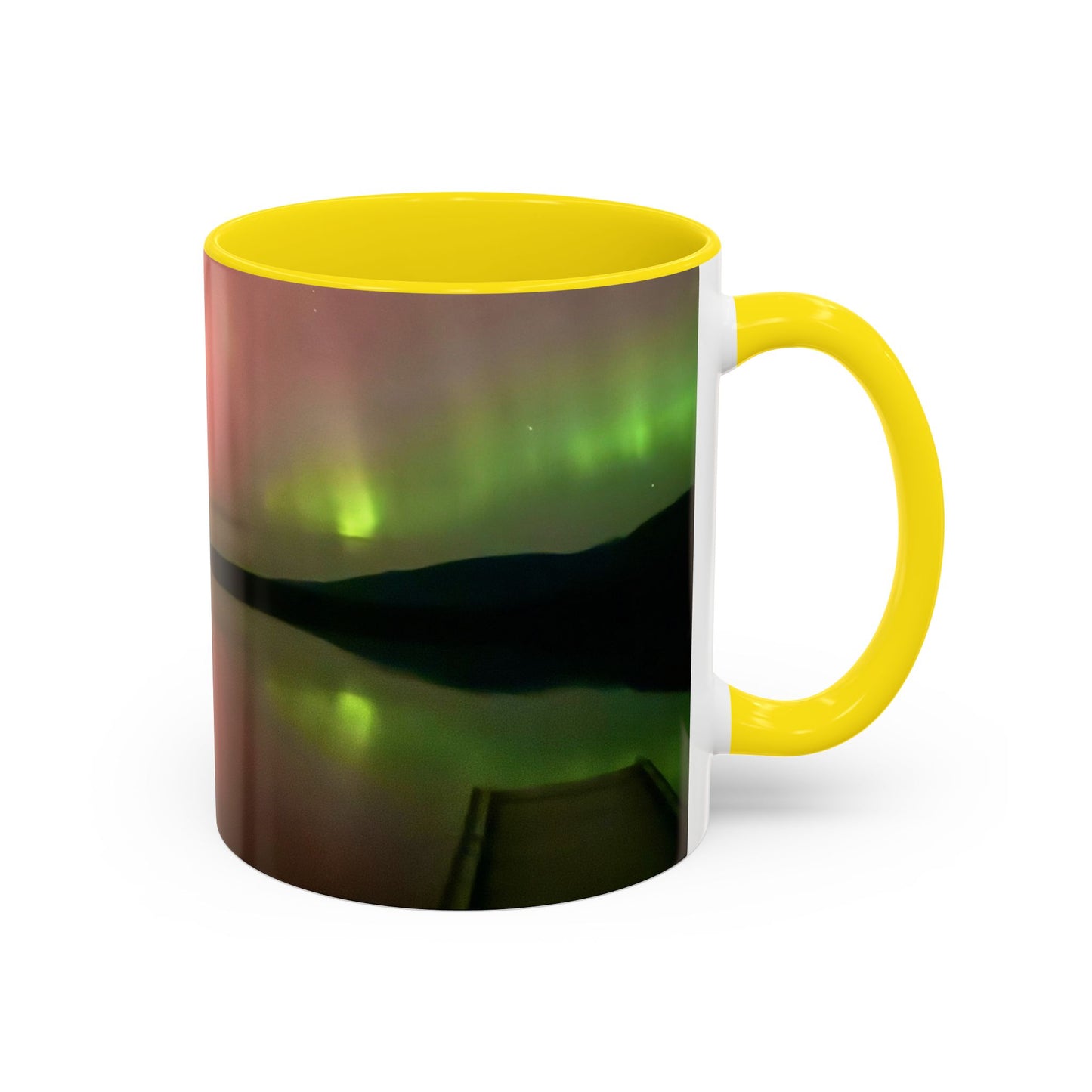 Aurora Lake Accent Coffee Mug — Northern Lights Reflection (11/15oz)