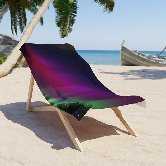 Aurora Beach Towel — Vibrant Northern Lights Print