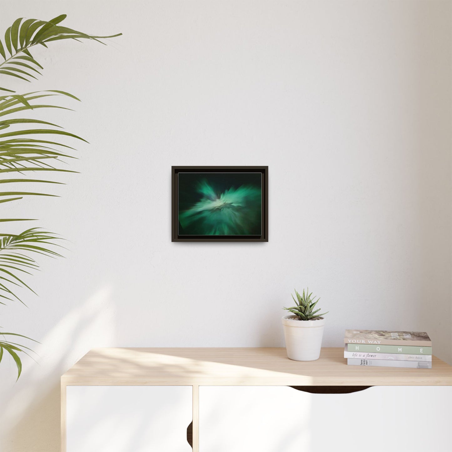 Aurora Green Abstract Framed Canvas Print