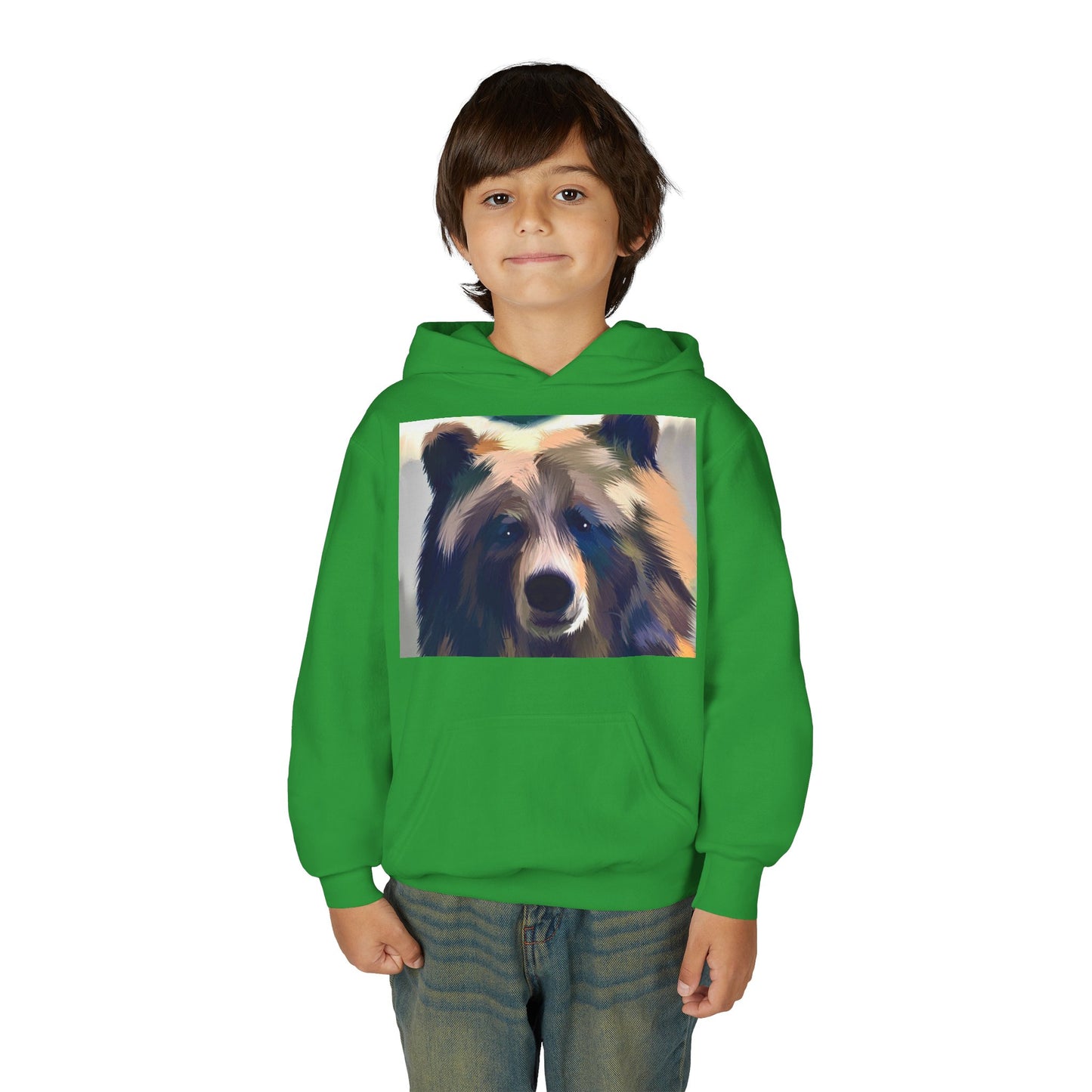 Youth Hoodie with Colorful Bear Art — Kids Graphic Animal Pullover