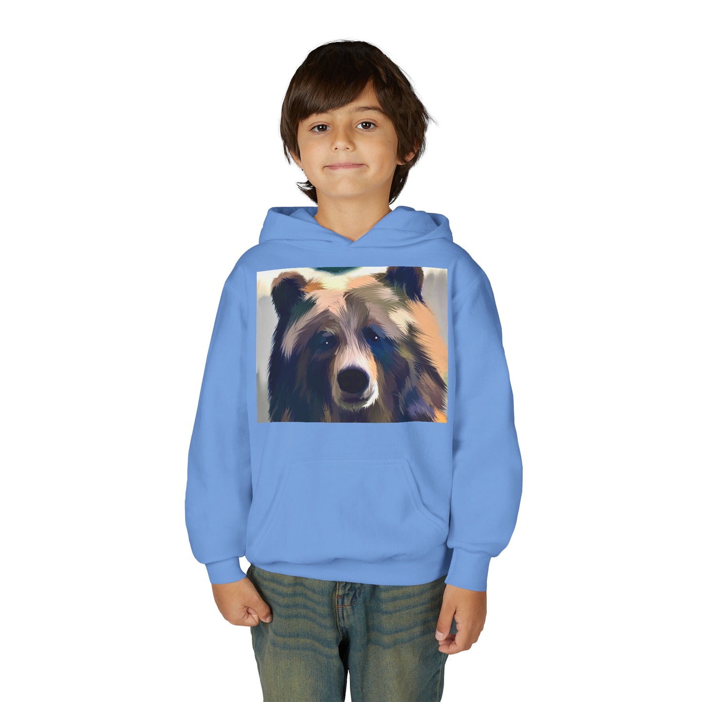 Youth Hoodie with Colorful Bear Art — Kids Graphic Animal Pullover