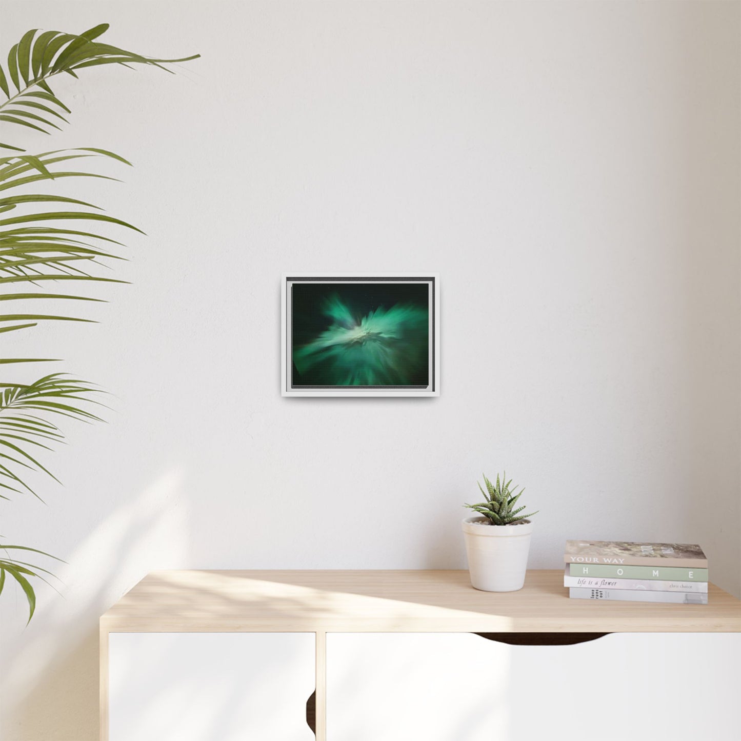 Aurora Green Abstract Framed Canvas Print